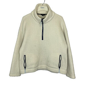Women's XL J.Crew Beige Quarter Zip Polyester Fleece Pullover